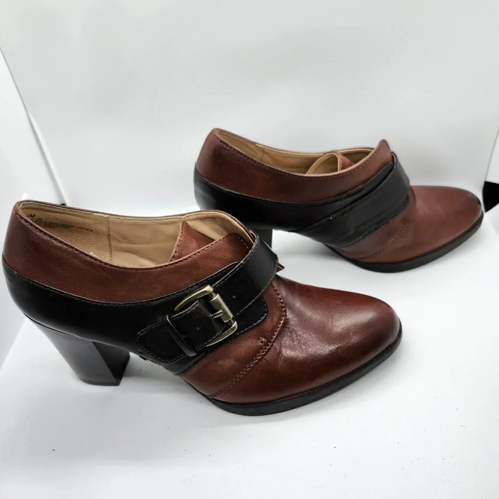 Liz&Co Chelsea Heels Buckle Two Tone‎ Brown Womans Size 7M